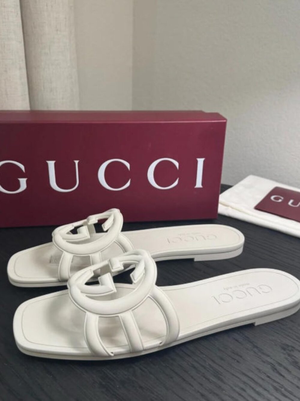 Gucci Rubber Slide Sandals Size 38 - With Box